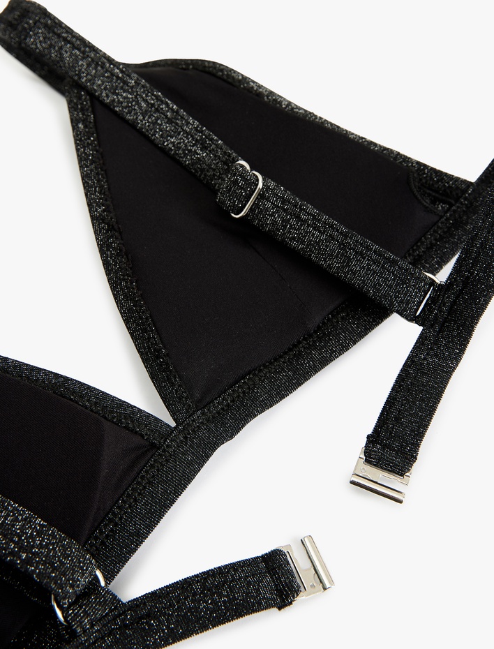  Simli Derin V Yaka Bralet Bikini Üstü