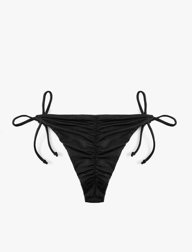 Düşük Bel Arkası Drape Detaylı İpli Brazilian Bikini Altı_1