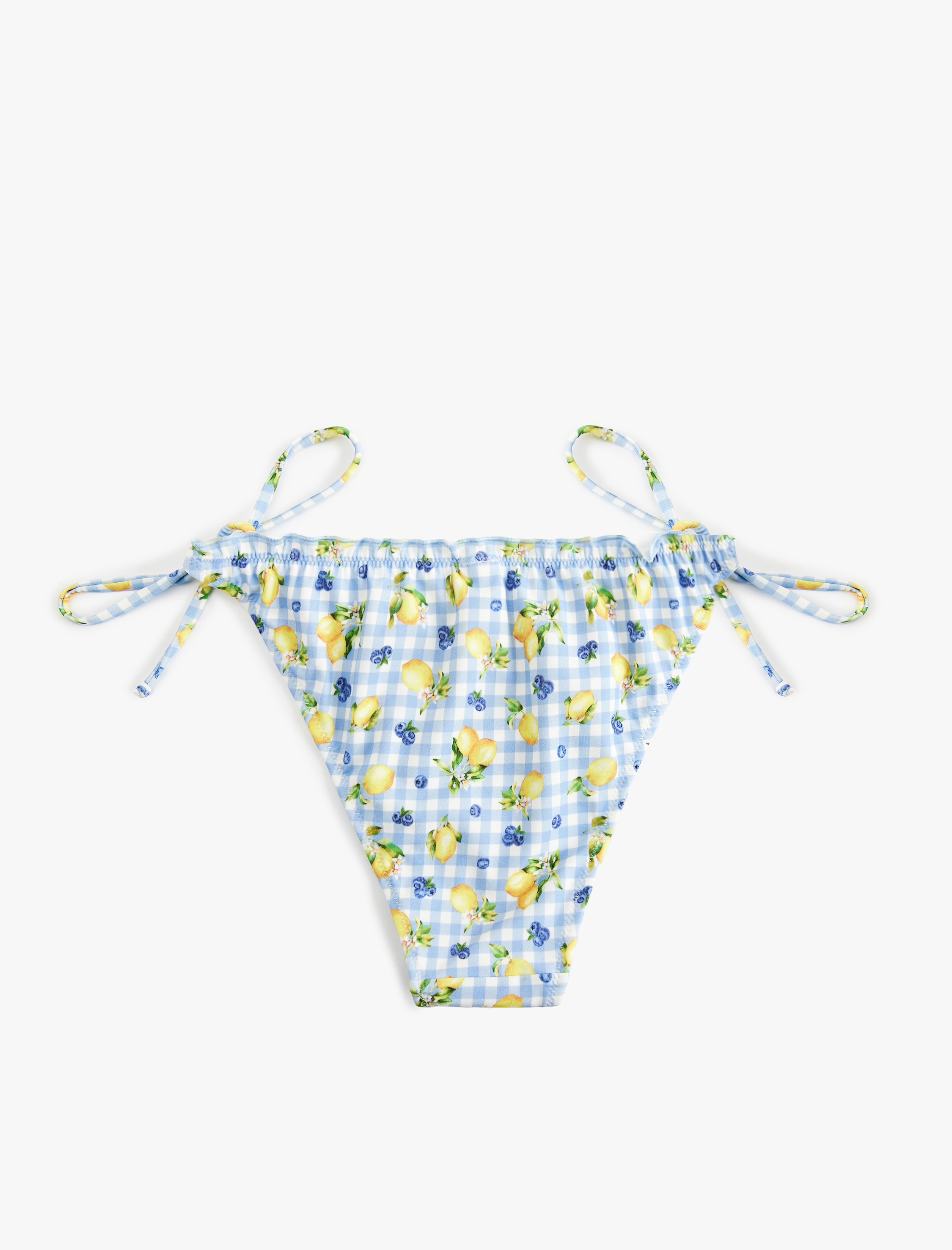 Koton X Sibil Çetinkaya - Bağlamalı Fırfırlı Limon Baskılı Pötikareli Bikini Altı