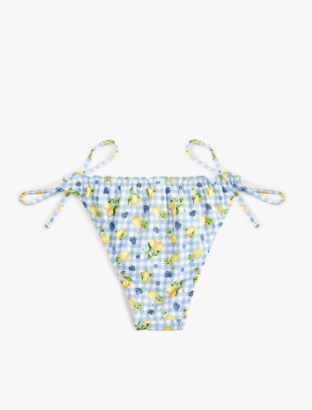 Koton X Sibil Çetinkaya - Bağlamalı Fırfırlı Limon Baskılı Pötikareli Bikini Altı_1