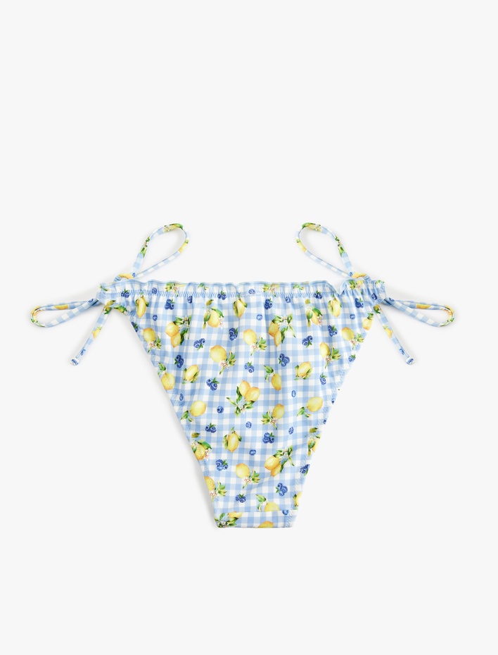  Koton X Sibil Çetinkaya - Bağlamalı Fırfırlı Limon Baskılı Pötikareli Bikini Altı