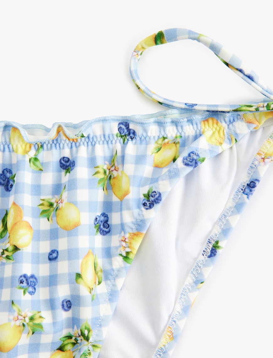   Koton X Sibil Çetinkaya - Bağlamalı Fırfırlı Limon Baskılı Pötikareli Bikini Altı