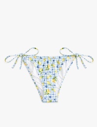 Koton X Sibil Çetinkaya - Bağlamalı Fırfırlı Limon Baskılı Pötikareli Bikini Altı