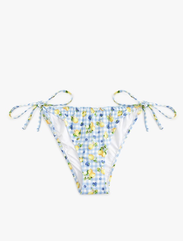 Koton X Sibil Çetinkaya - Bağlamalı Fırfırlı Limon Baskılı Pötikareli Bikini Altı_0