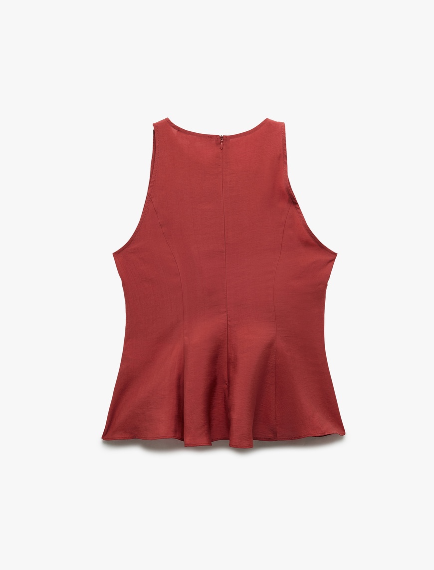   Koton X Melis Ağazat - Kolsuz Halter Yaka Peplum Bluz