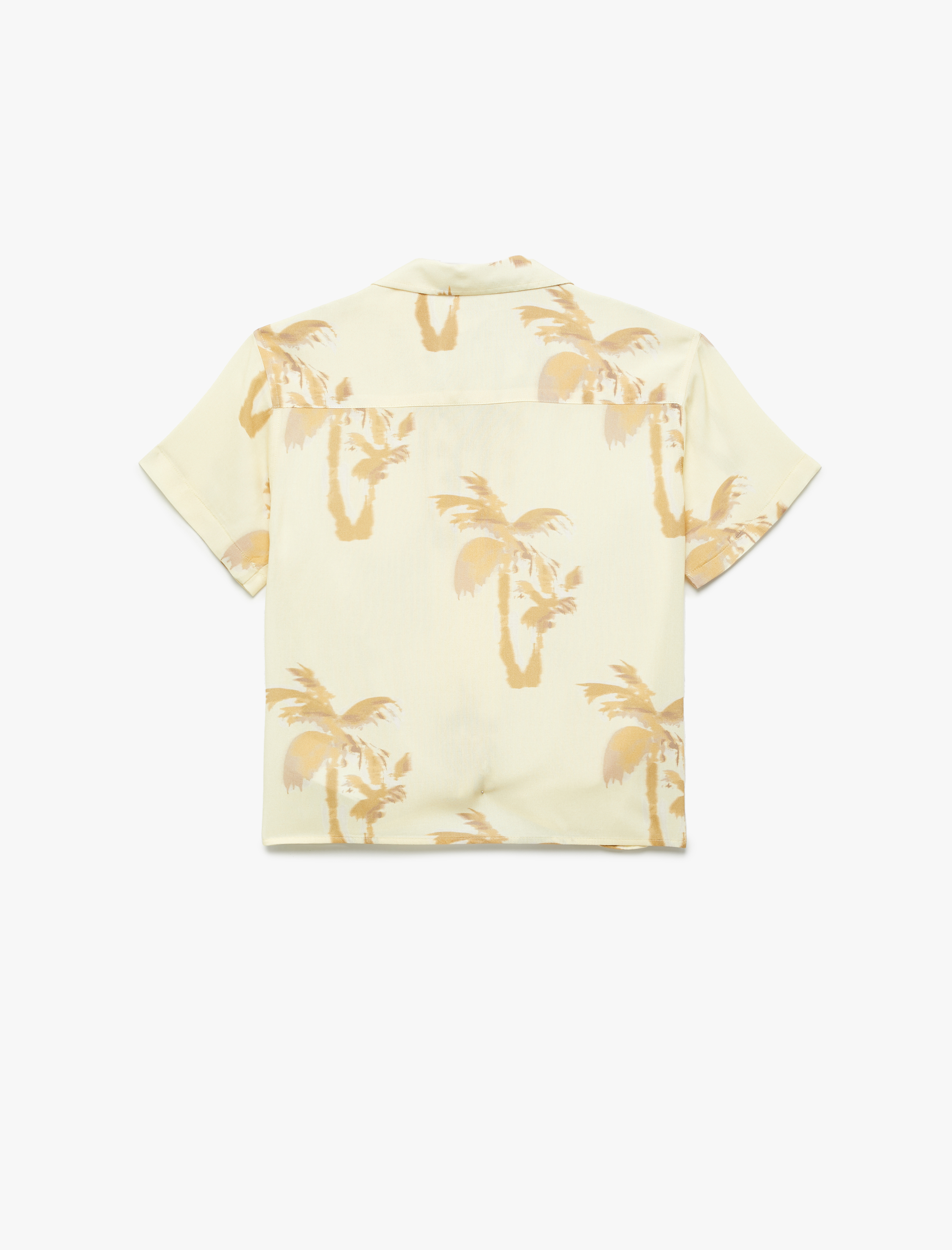  Erkek Çocuk Desenli Düğmeli Kısa Kollu Viskon Gömlek