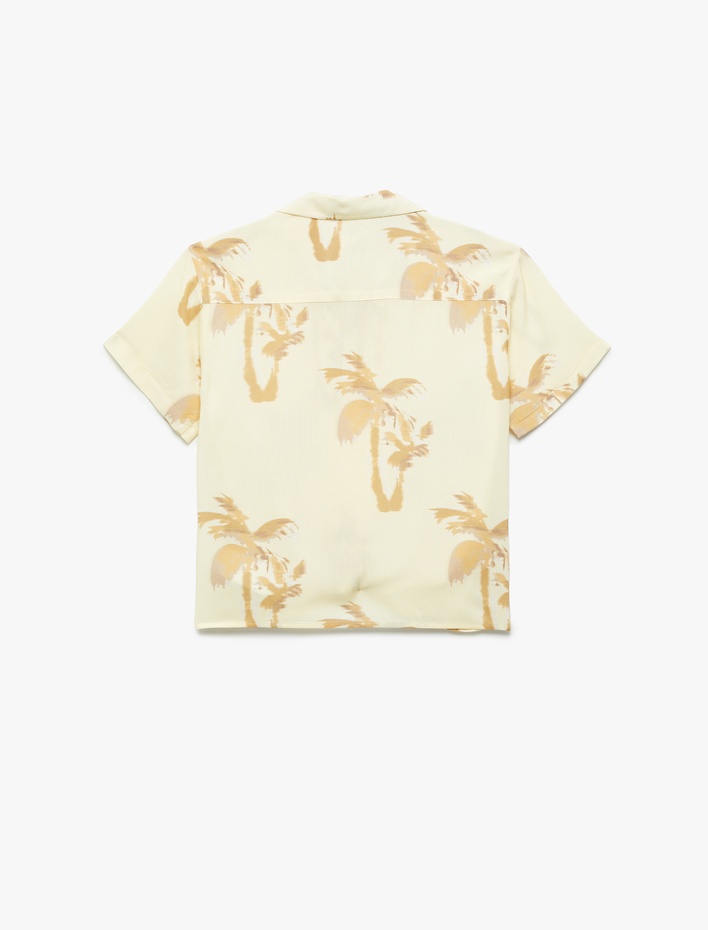 Erkek Çocuk Desenli Düğmeli Kısa Kollu Viskon Gömlek