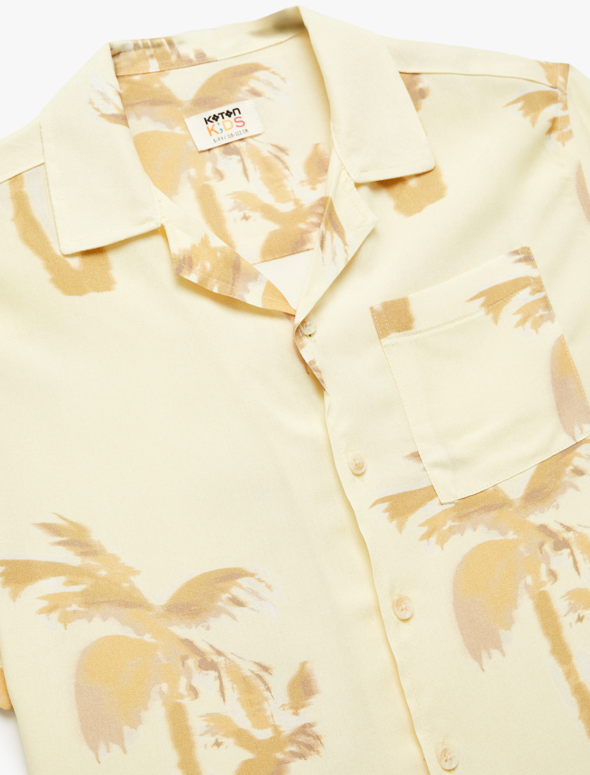  Erkek Çocuk Desenli Düğmeli Kısa Kollu Viskon Gömlek