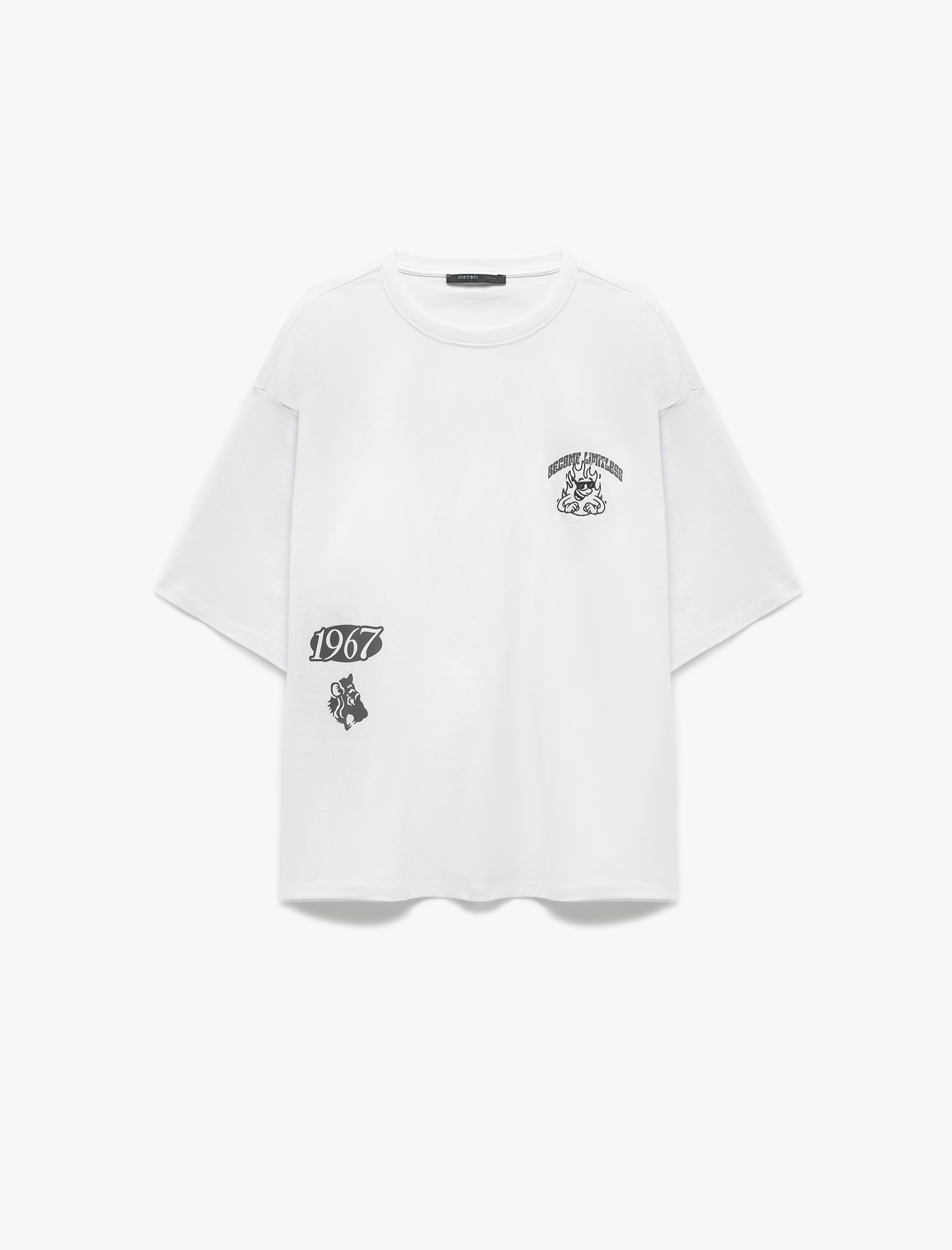   Kısa Kollu Bisiklet Yaka Tok Kumaş Pamuklu Arkası Baskılı Tişört