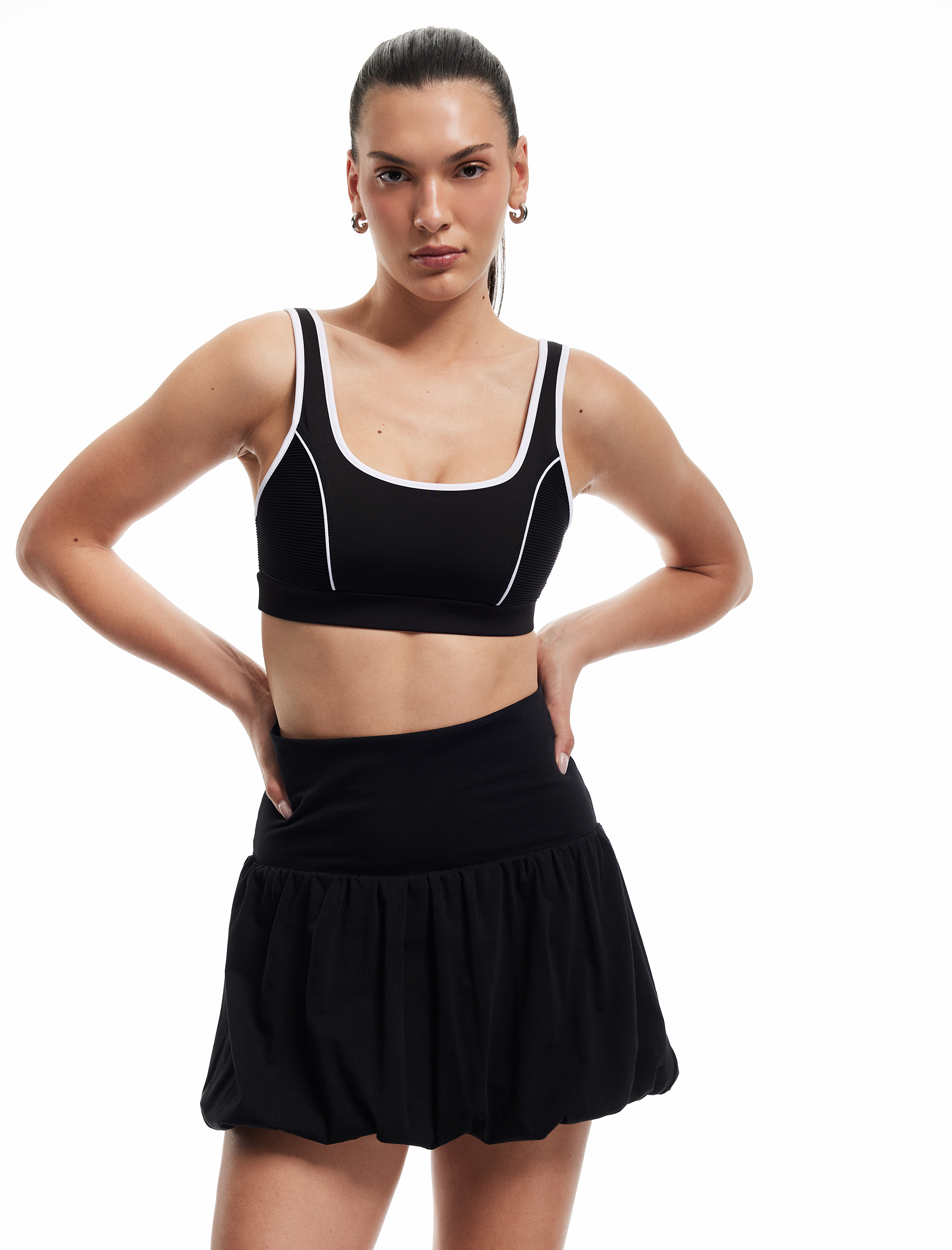   Rahat Kalıp Yüksek Bel Spor Balon Şort Etek