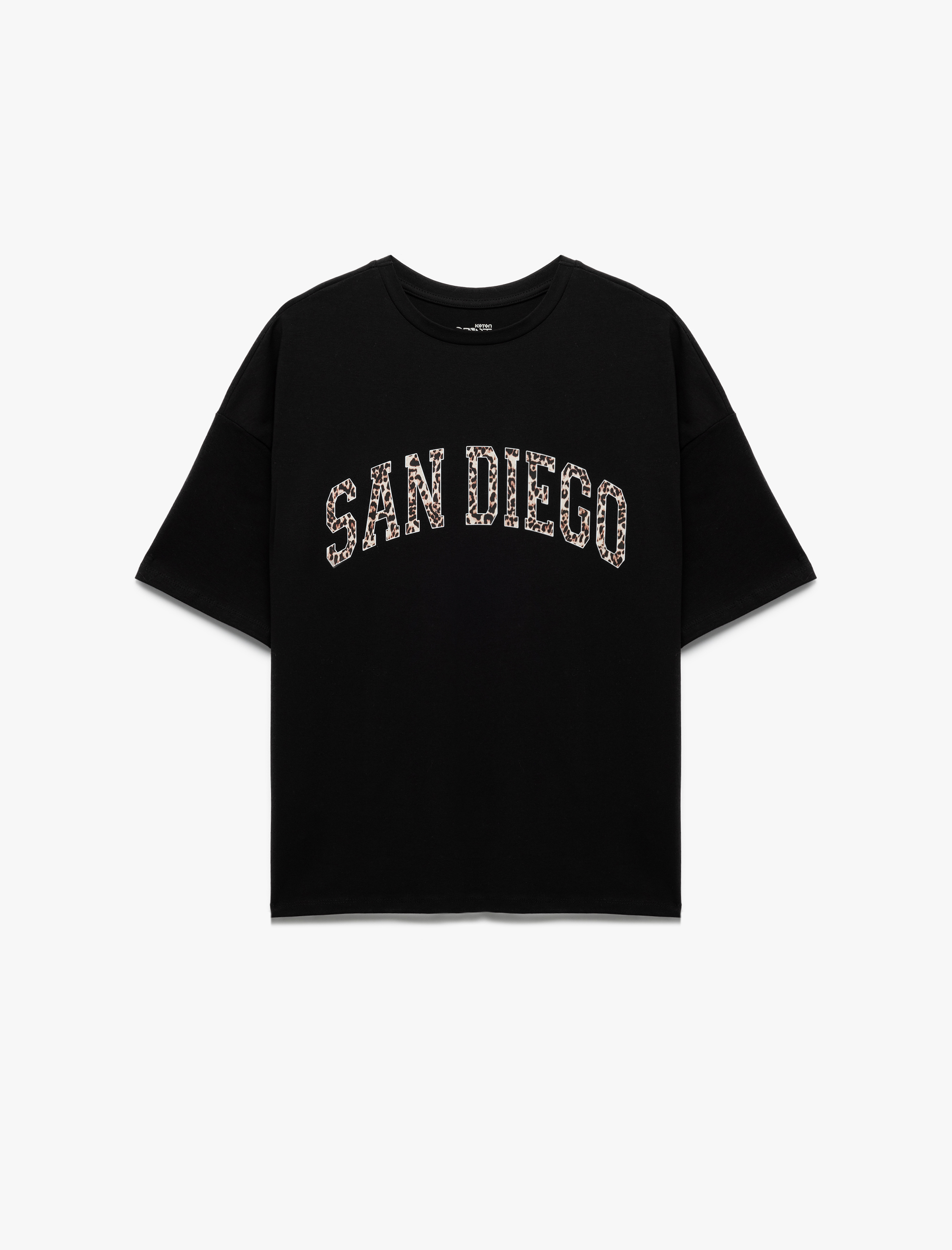   Kısa Kollu Bisiklet Yaka Baskılı Oversize Spor Tişört