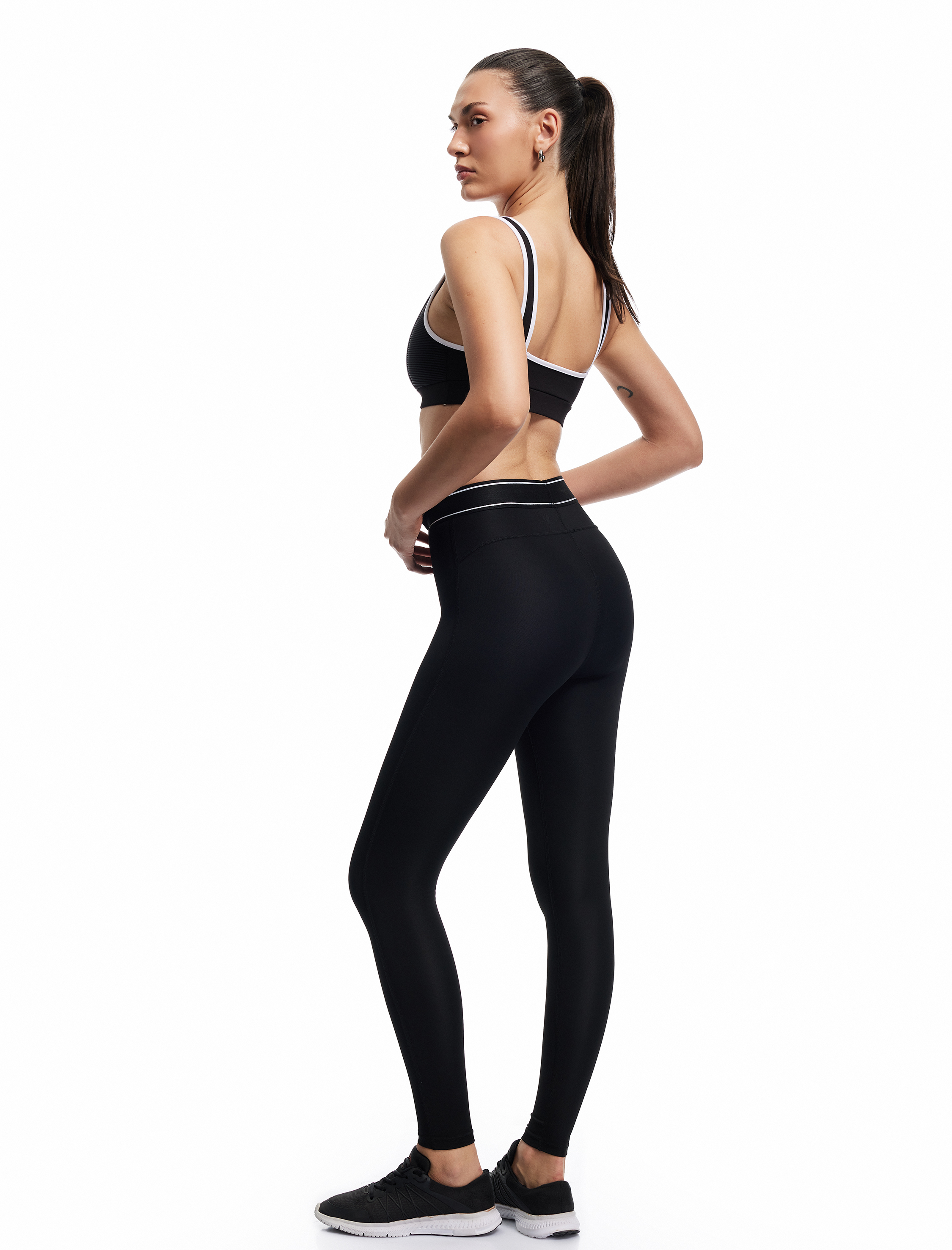   Yüksek Bel Skinny Fit Çizgi Detaylı Spor Tayt