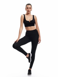 Yüksek Bel Slim Fit İnterlok Spor Tayt