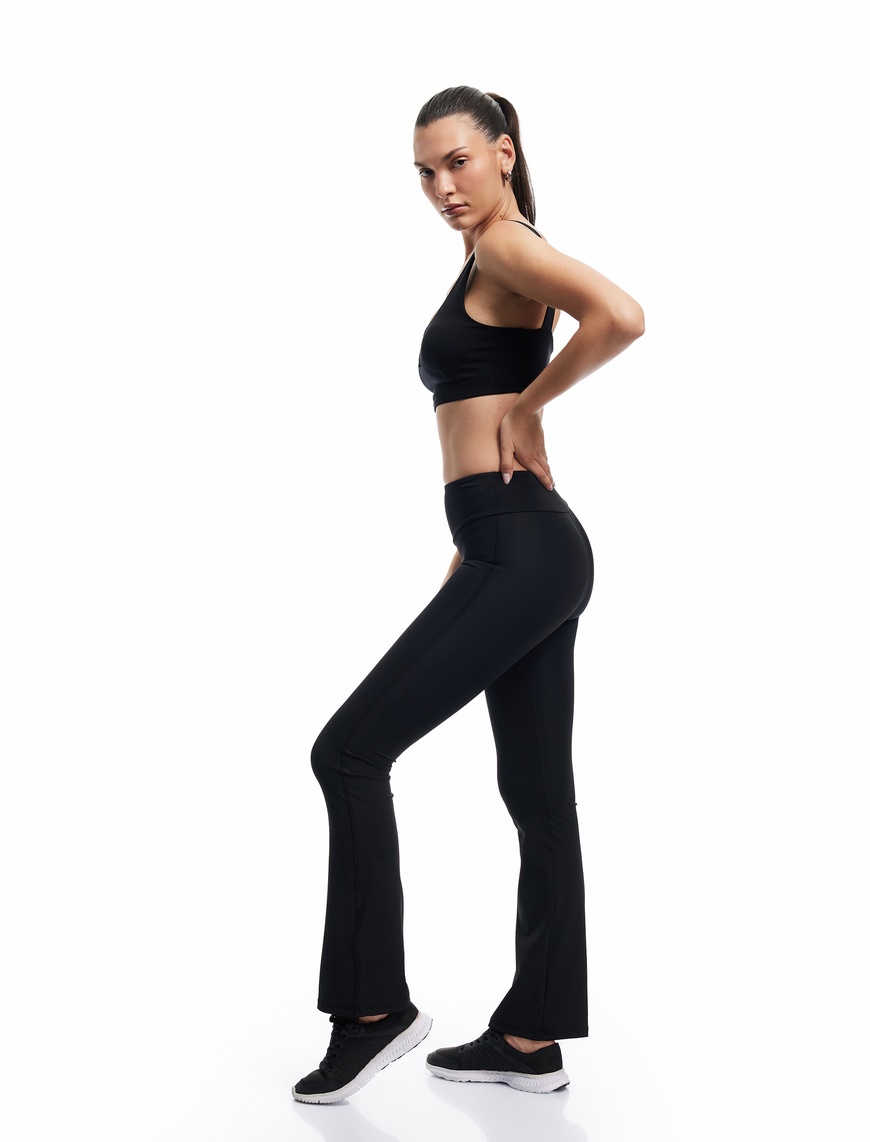  Yüksek Bel Slim Fit İspanyol Paça Spor Tayt