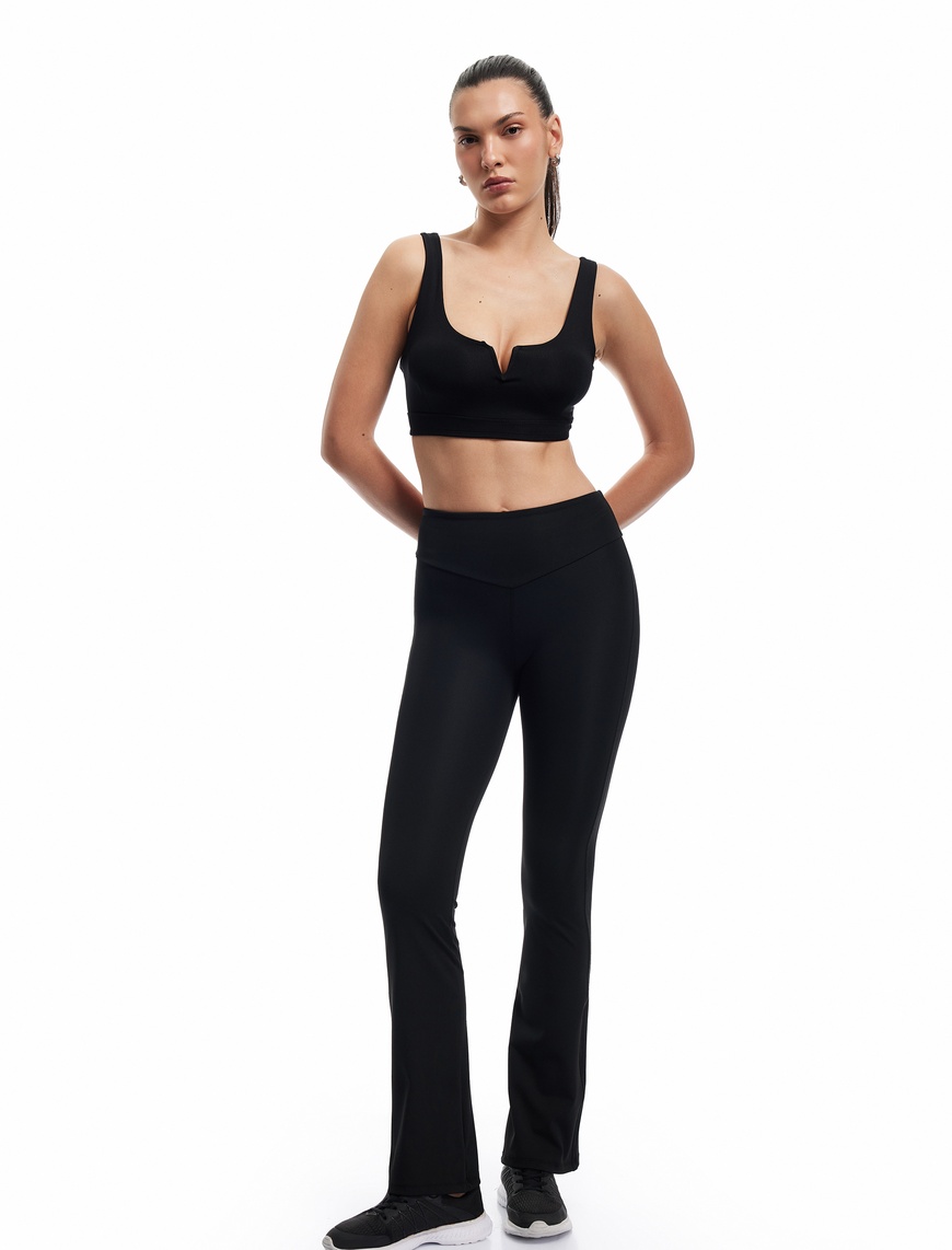   Yüksek Bel Slim Fit İspanyol Paça Spor Tayt