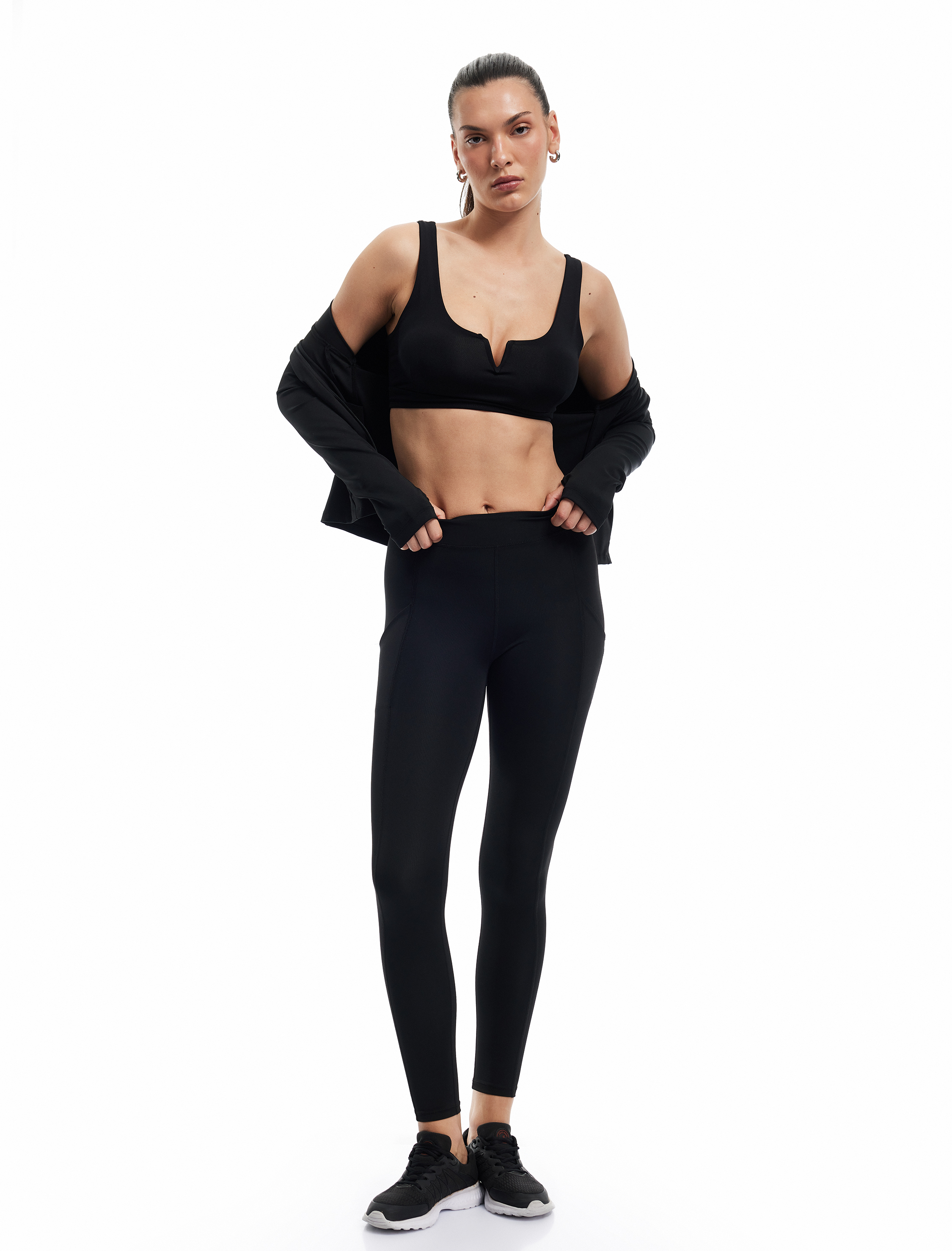   Cep Detaylı Yüksek Bel Skinny Fit Spor Tayt