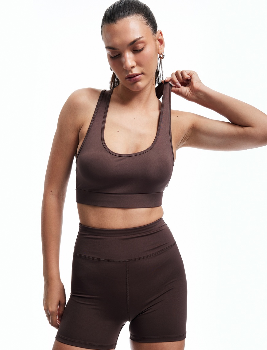   U Yaka Kolsuz Slim Fit Kaplı Sporcu Sütyeni