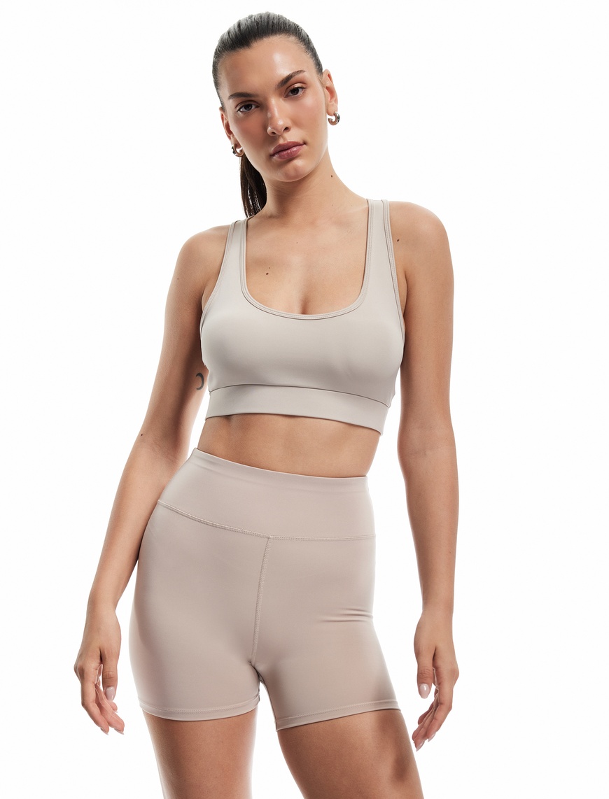   Yüksek Bel Slim Fit Biker Spor Tayt