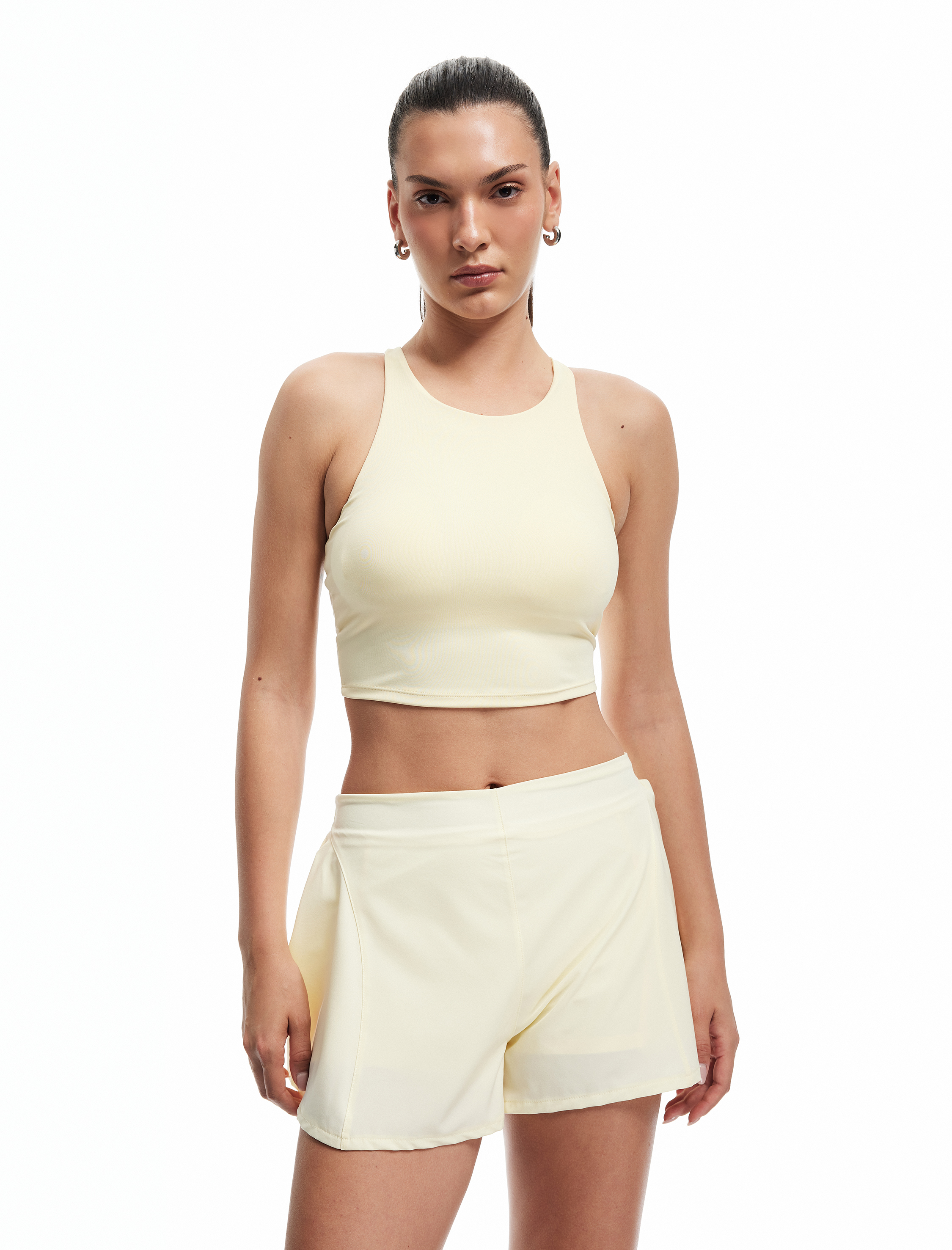   Yüksek Bel Rahat Kesim Bloklu Mini Paraşüt Spor Şort