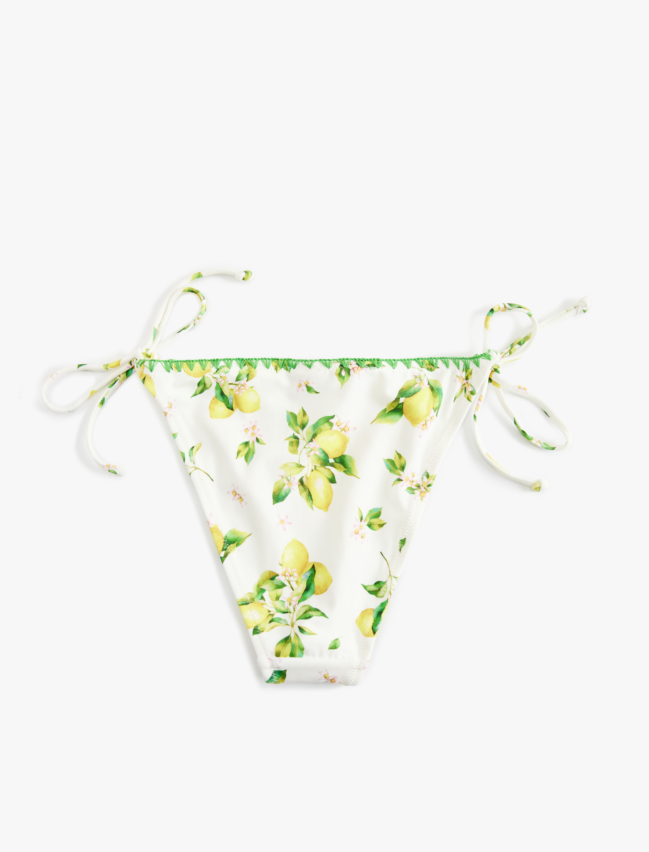   Koton X Sibil Çetinkaya - Kroşe Detaylı Yanları İpli Limon Desenli Bikini Altı