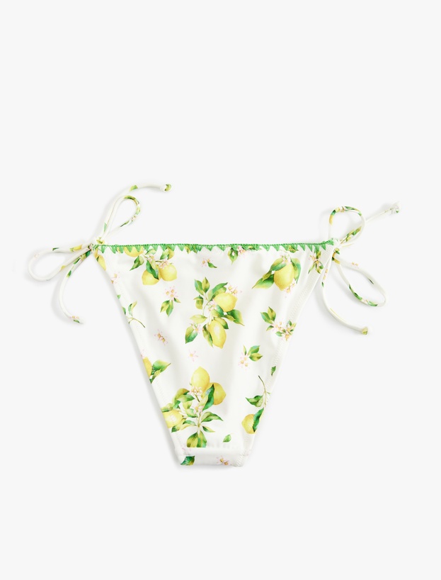 Koton X Sibil Çetinkaya - Kroşe Detaylı Yanları İpli Limon Desenli Bikini Altı_1