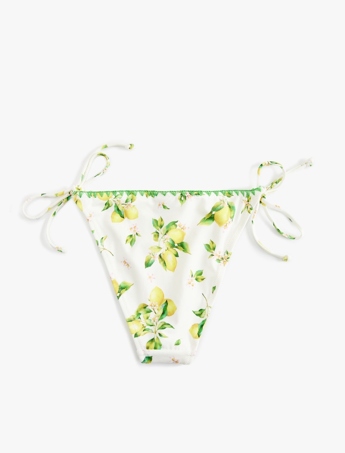 Koton X Sibil Çetinkaya - Kroşe Detaylı Yanları İpli Limon Desenli Bikini Altı