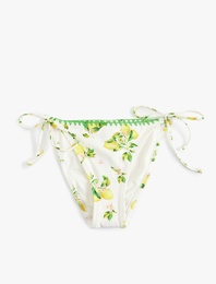 Koton X Sibil Çetinkaya - Kroşe Detaylı Yanları İpli Limon Desenli Bikini Altı