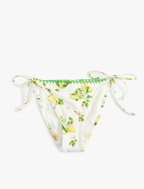 Koton X Sibil Çetinkaya - Kroşe Detaylı Yanları İpli Limon Desenli Bikini Altı