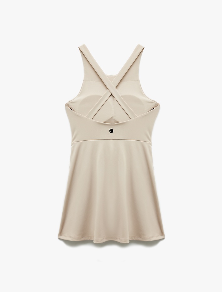  U Yaka Sırt Detaylı Kolsuz İnterlok Uzun Spor Bluz