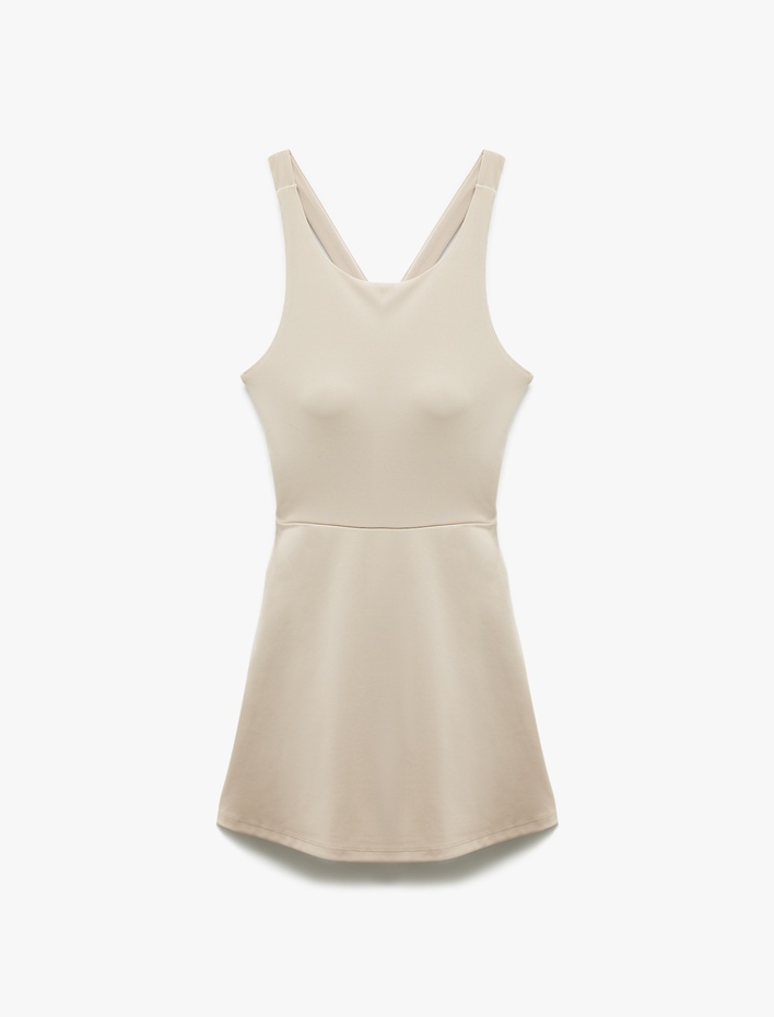  U Yaka Sırt Detaylı Kolsuz İnterlok Uzun Spor Bluz