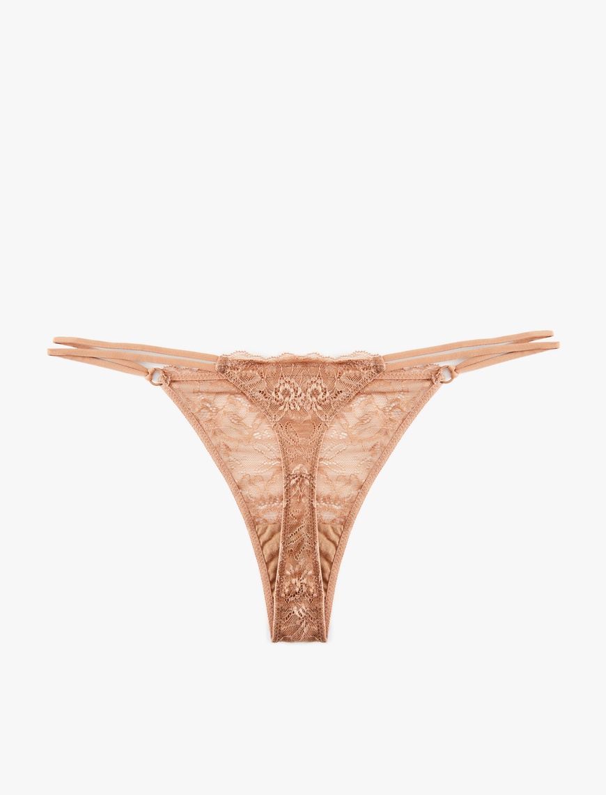  Yanları İpli Dantelli String Külot