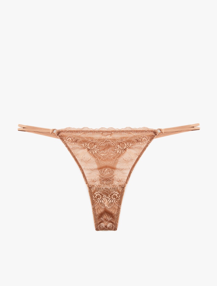  Yanları İpli Dantelli String Külot