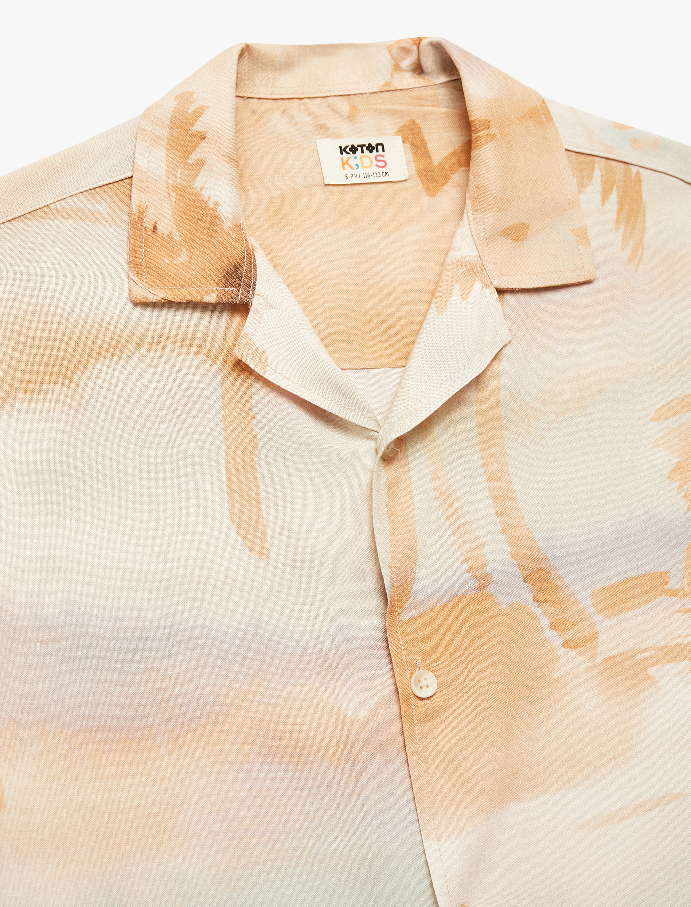  Erkek Çocuk Desenli Düğmeli Kısa Kollu Viskon Gömlek