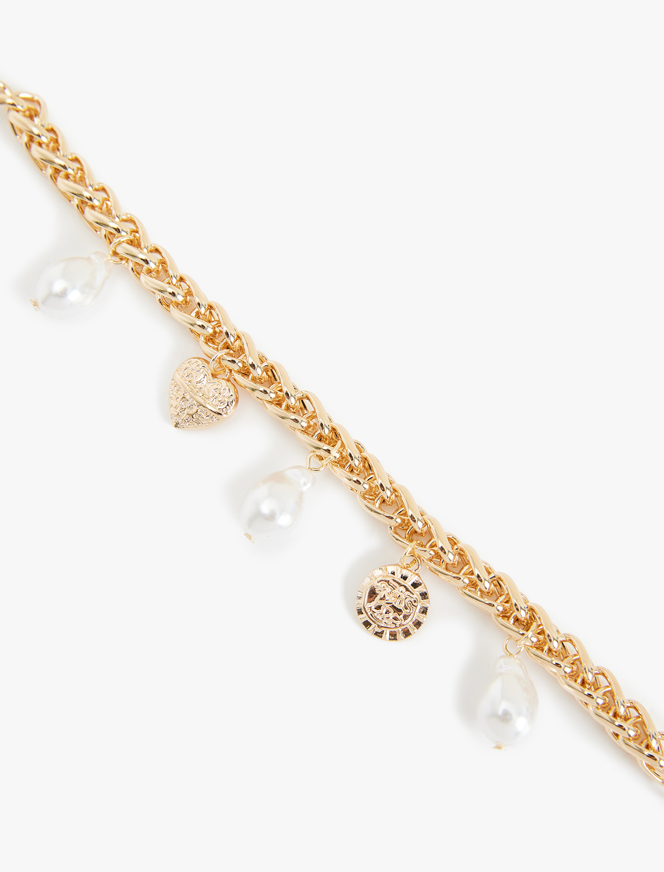  Kadın Kalp Detaylı Sallantılı Zincir Bileklik