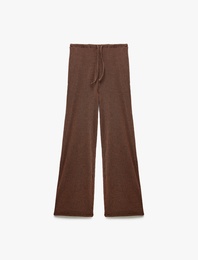 Beli Bağcıklı Rahat Kalıp Geniş Paça Pantolon Bürümcük