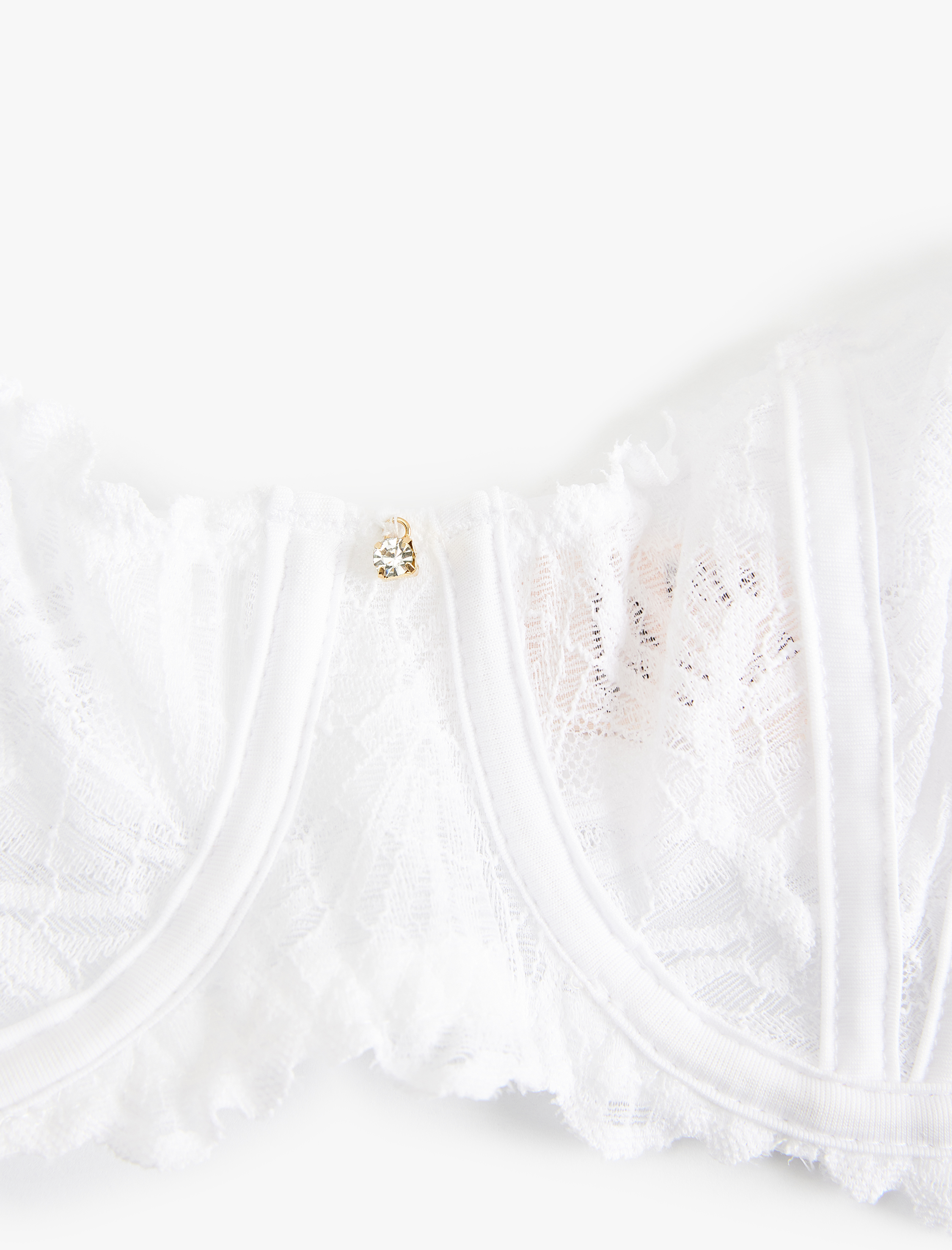   Yarı Transparan Dolgusuz Balenli Dantelli Sütyen