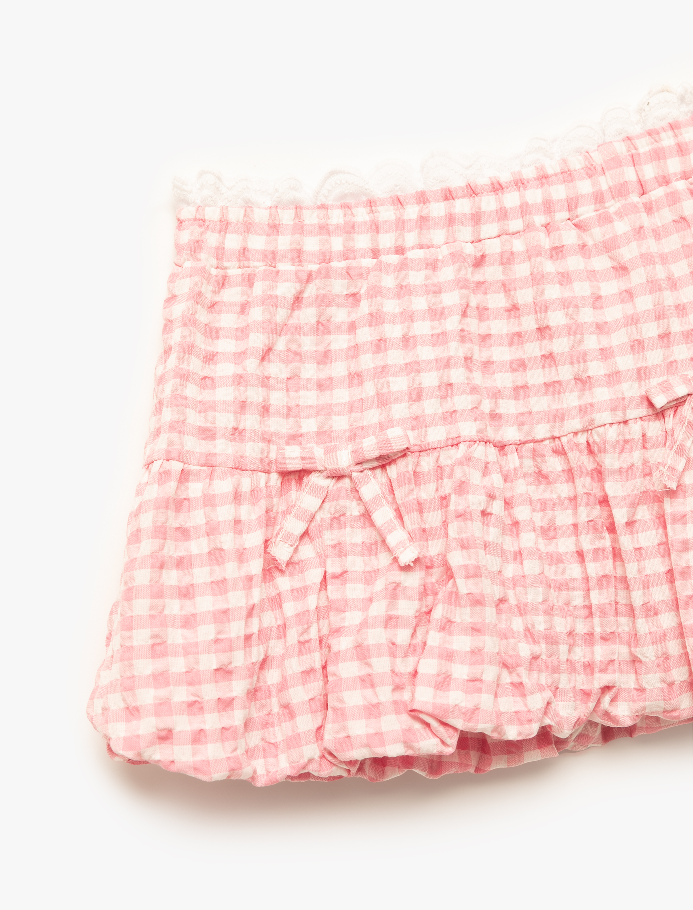  Kız Bebek Kurdele Detaylı Beli Lastikli Pötikare Balon Etek