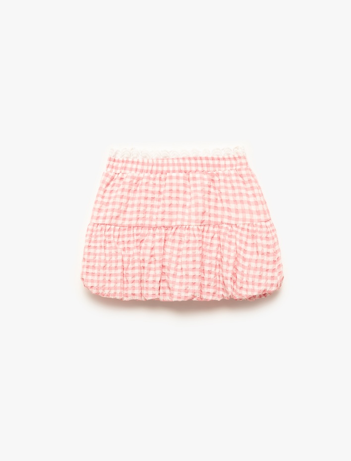 Kız Bebek Kurdele Detaylı Beli Lastikli Pötikare Balon Etek