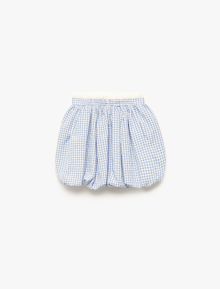 Kız Çocuk Kurdele Detaylı Beli Lastikli Pötikare Balon Etek