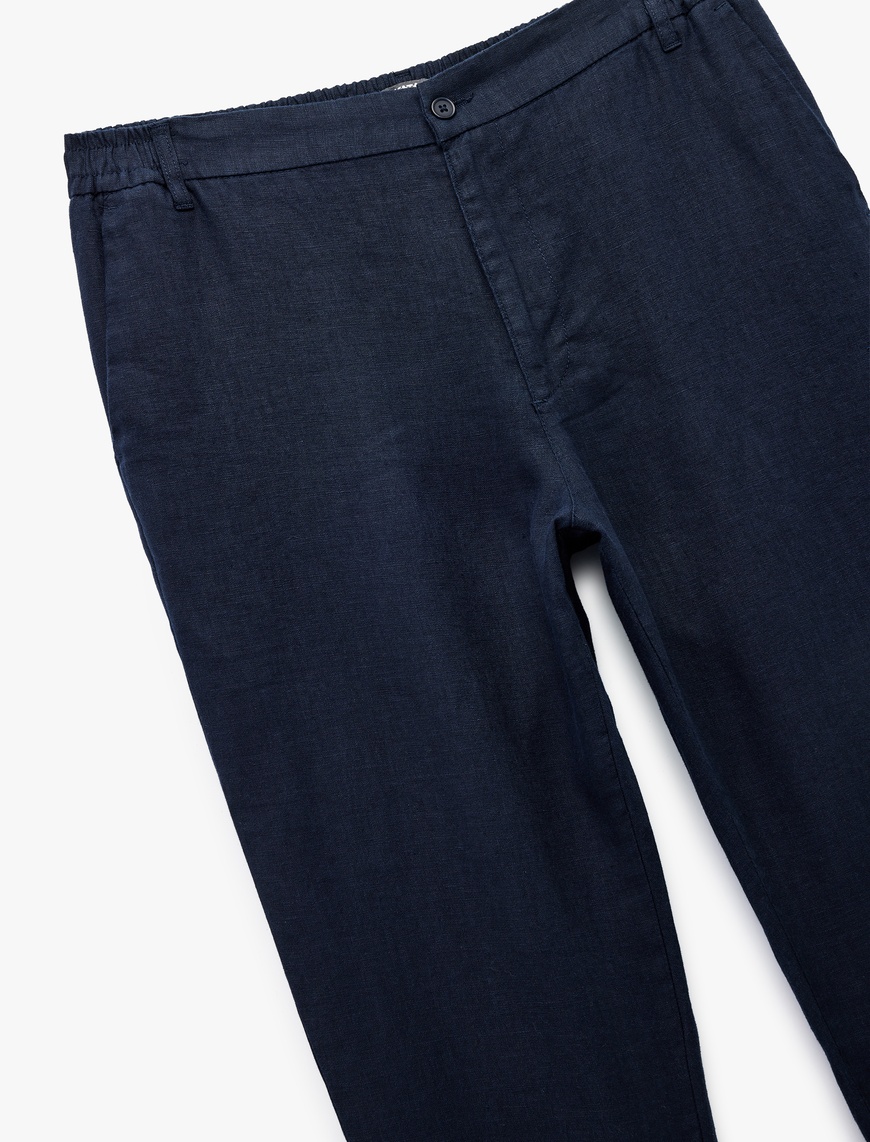   Straight Fit Cep Detaylı Keten Chino Yazlık Pantolon