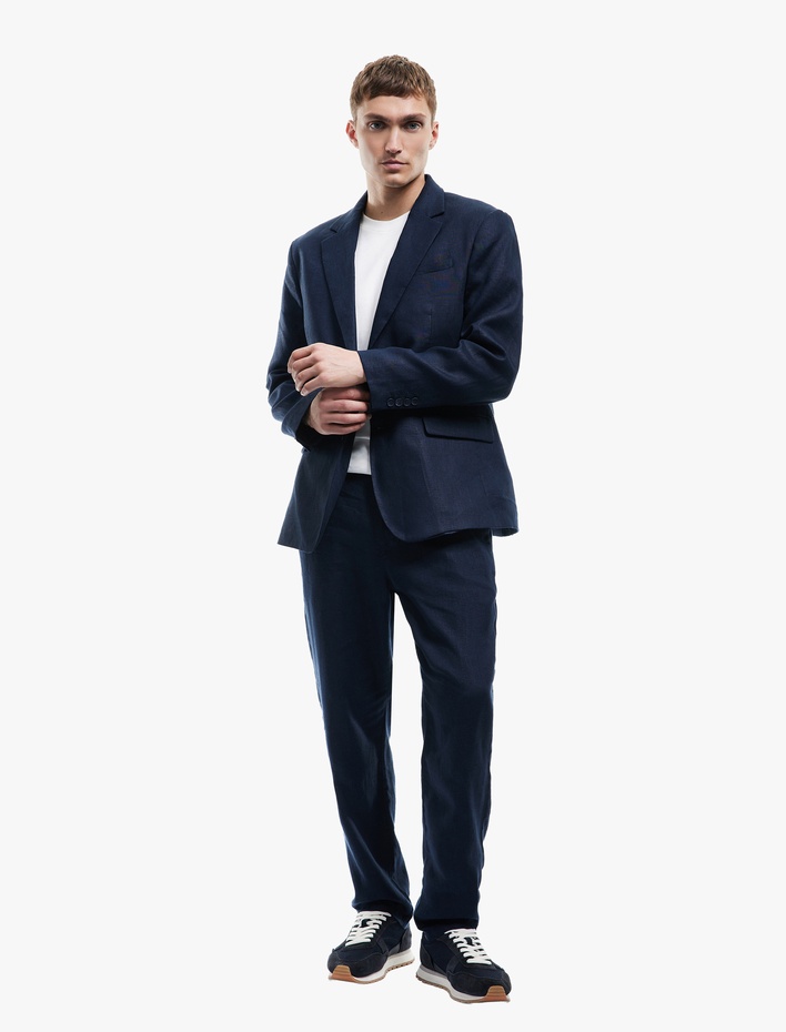  Straight Fit Cep Detaylı Keten Chino Pantolon