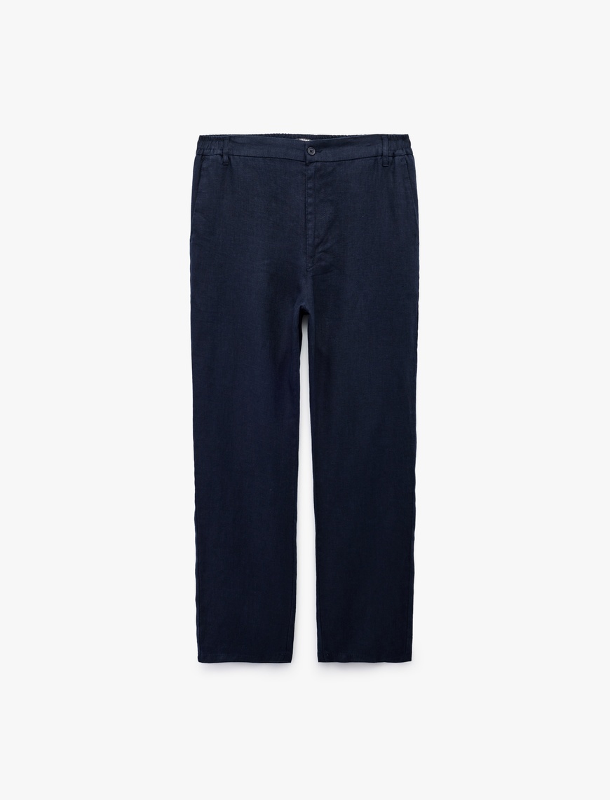   Straight Fit Cep Detaylı Keten Chino Yazlık Pantolon