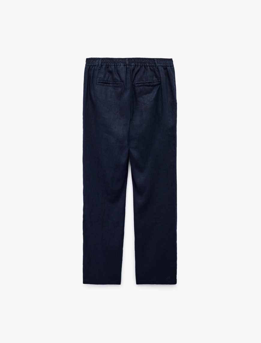   Straight Fit Cep Detaylı Keten Chino Yazlık Pantolon