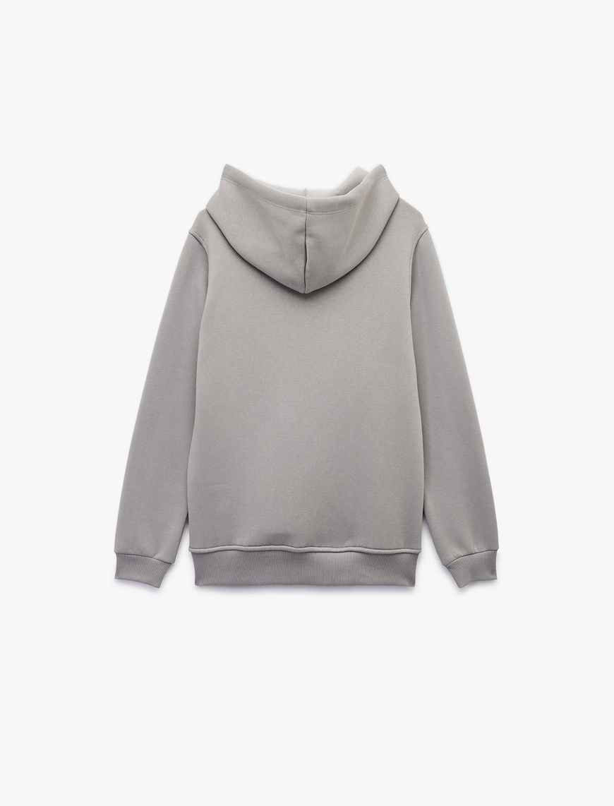   Köpek Baskılı Şardonlu Kanguru Cepli Kapüşonlu Sweatshirt