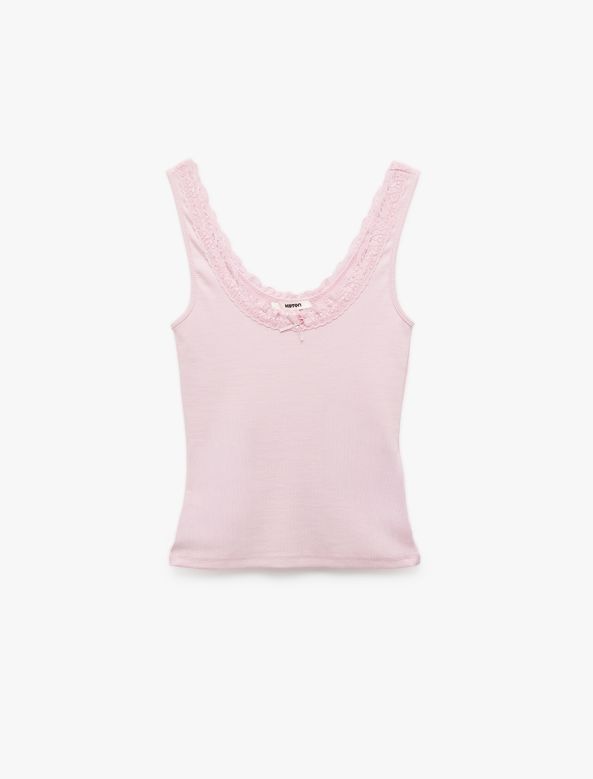   Pamuklu Slim Fit U Yaka Dantelli Fiyonk Detaylı Atlet