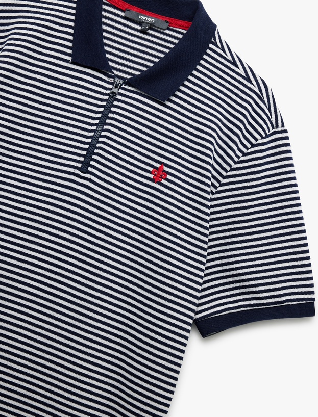 Regular Fit Kısa Kollu Fermuarlı Polo Yaka Tişört_4