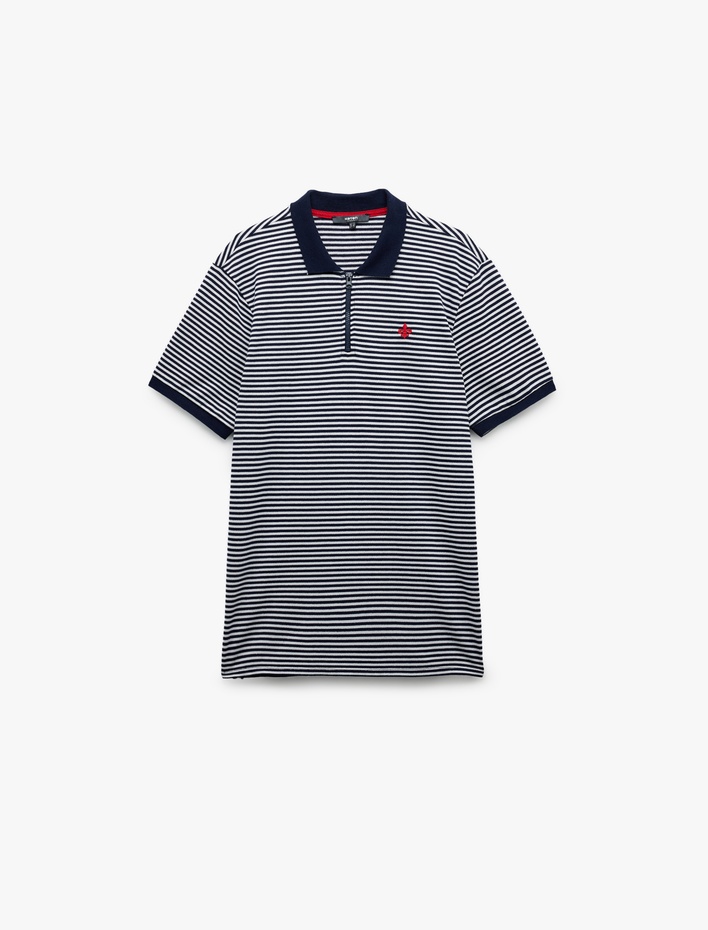  Regular Fit Kısa Kollu Fermuarlı Polo Yaka Tişört