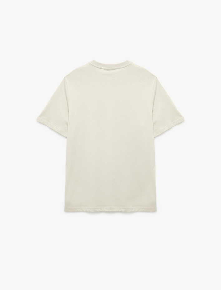  Kısa Kollu Pamuklu Regular Fit Bisiklet Yaka Etnik Baskılı Tişört