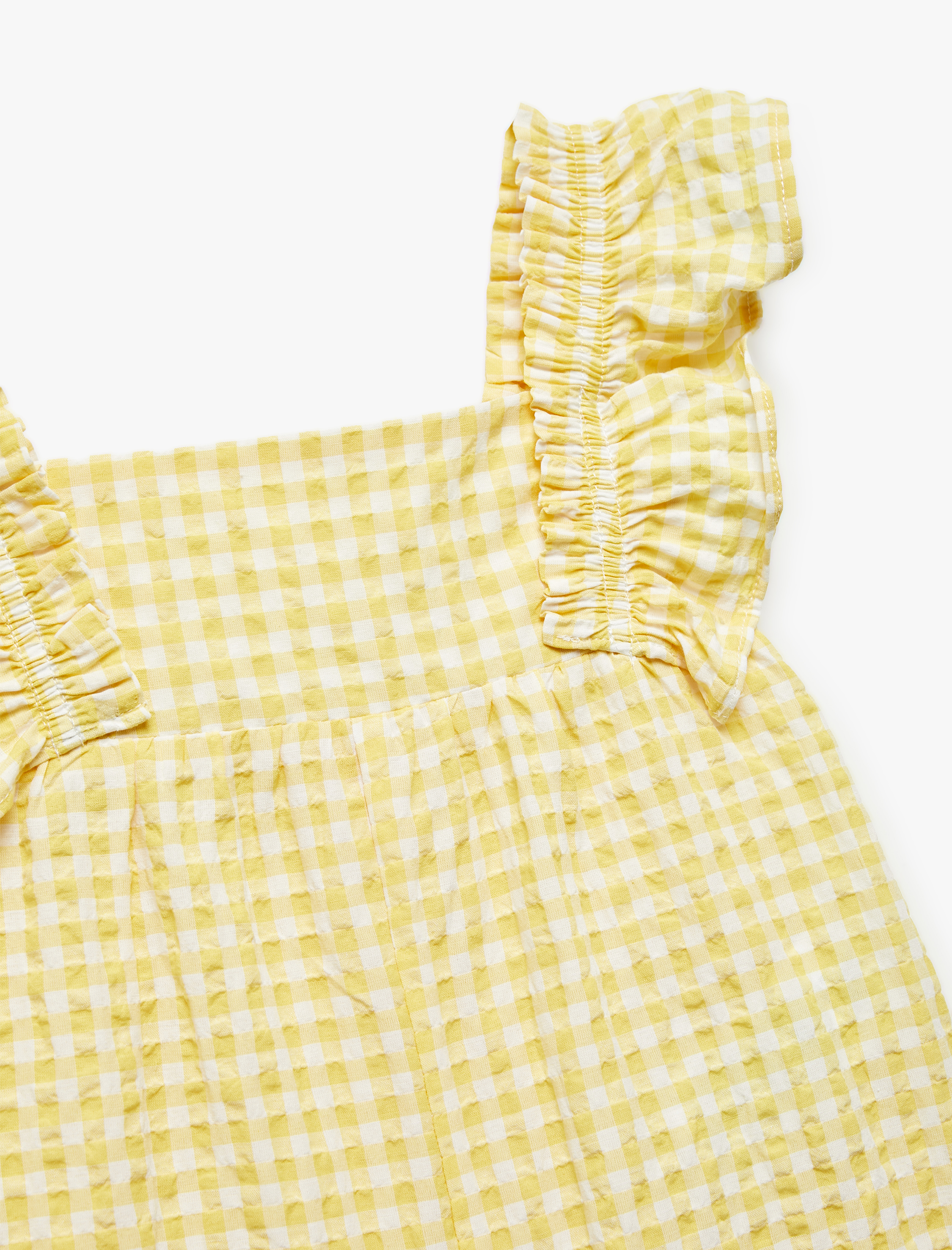  Kız Bebek Pamuklu Kare Yaka Pötikareli Fırfırlı Tulum