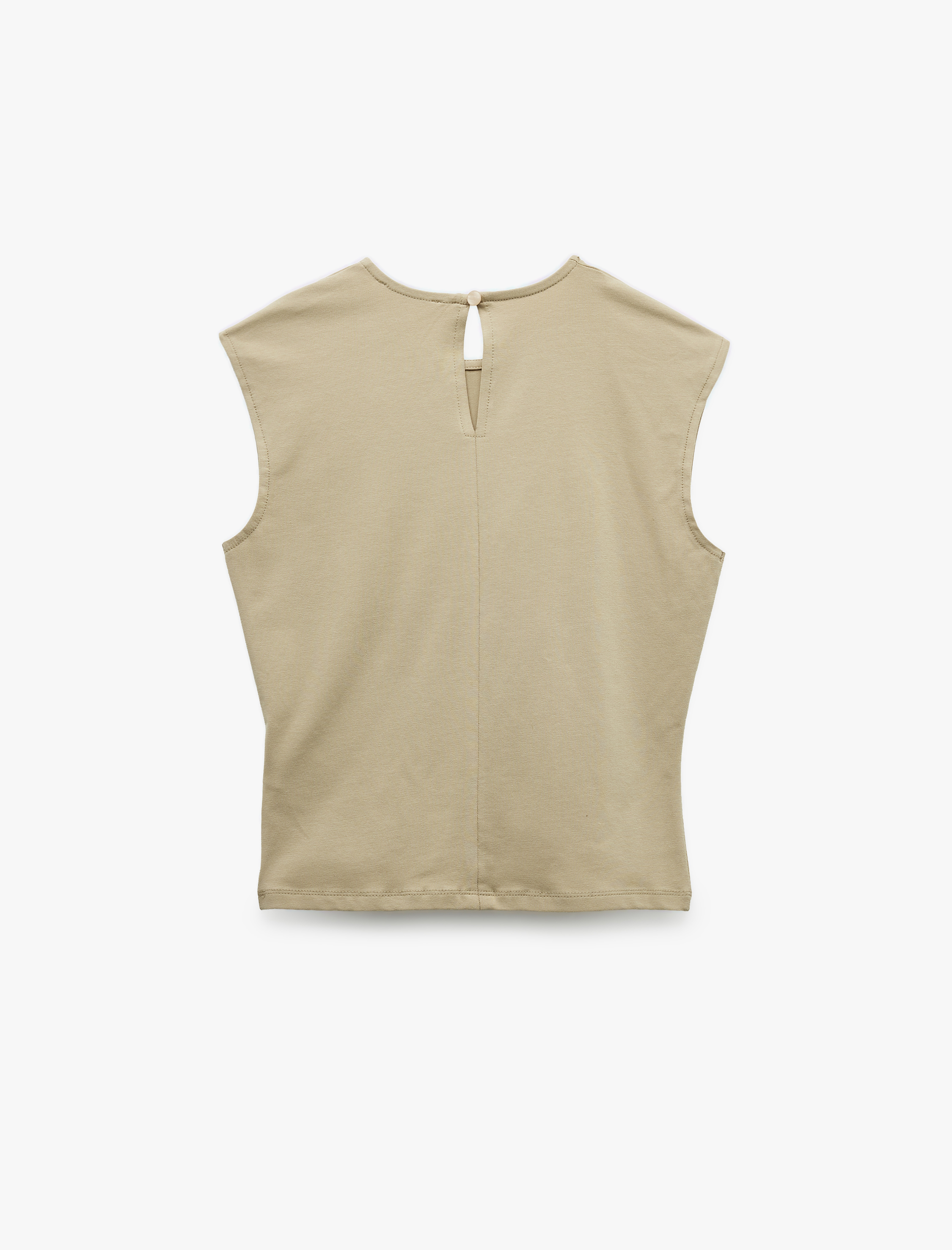   Koton X Sima Tarkan - Pamuklu Slim Fit Arkadan Kapama Detaylı Sıfır Kol Tişört